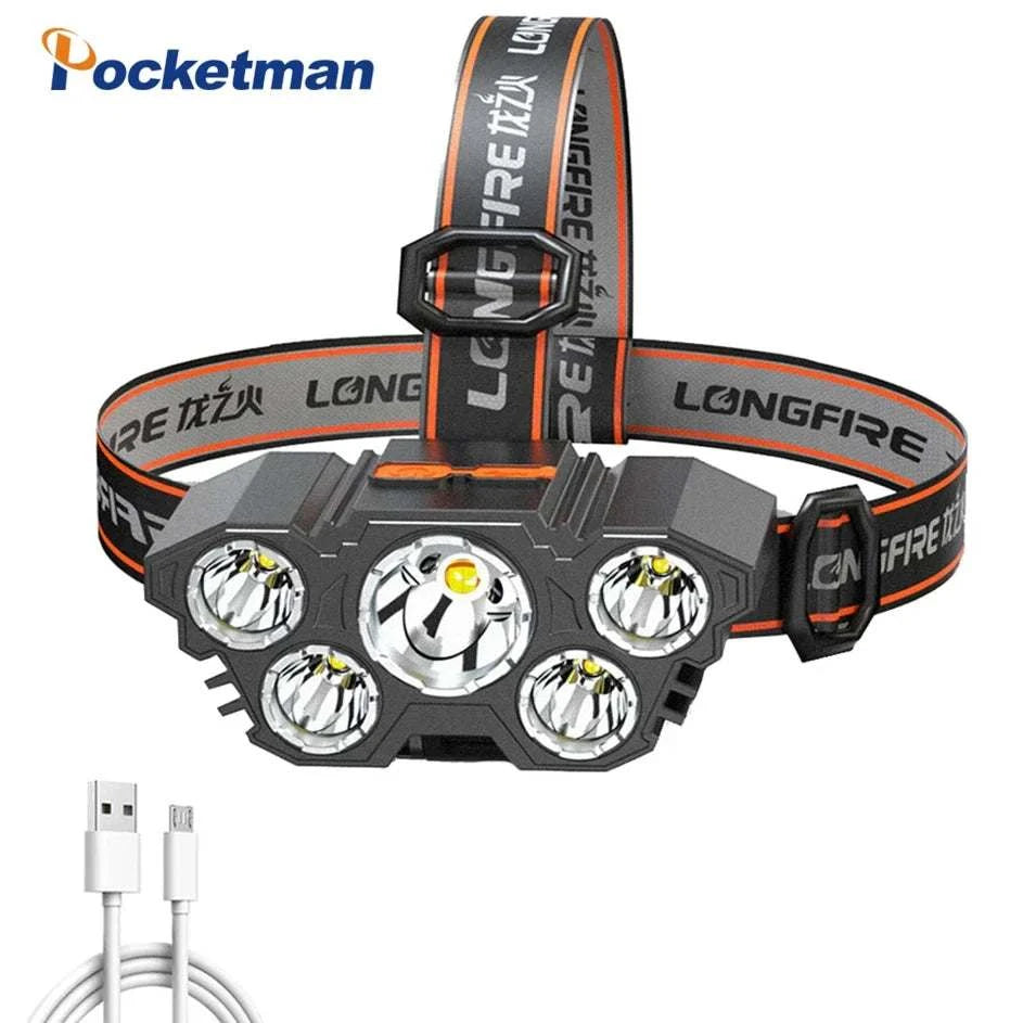 High Lumens 5LED Headlamp Super Bright